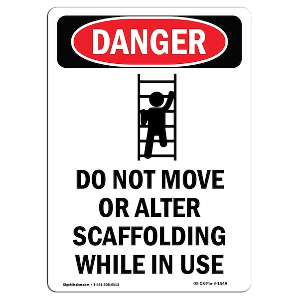 Safety Sign, OSHA Danger, 24" Height, Aluminum, Do Not Move Or Alter, Portrait